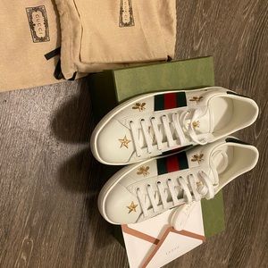 Gucci White Bee And Star New Ace Sneaker
